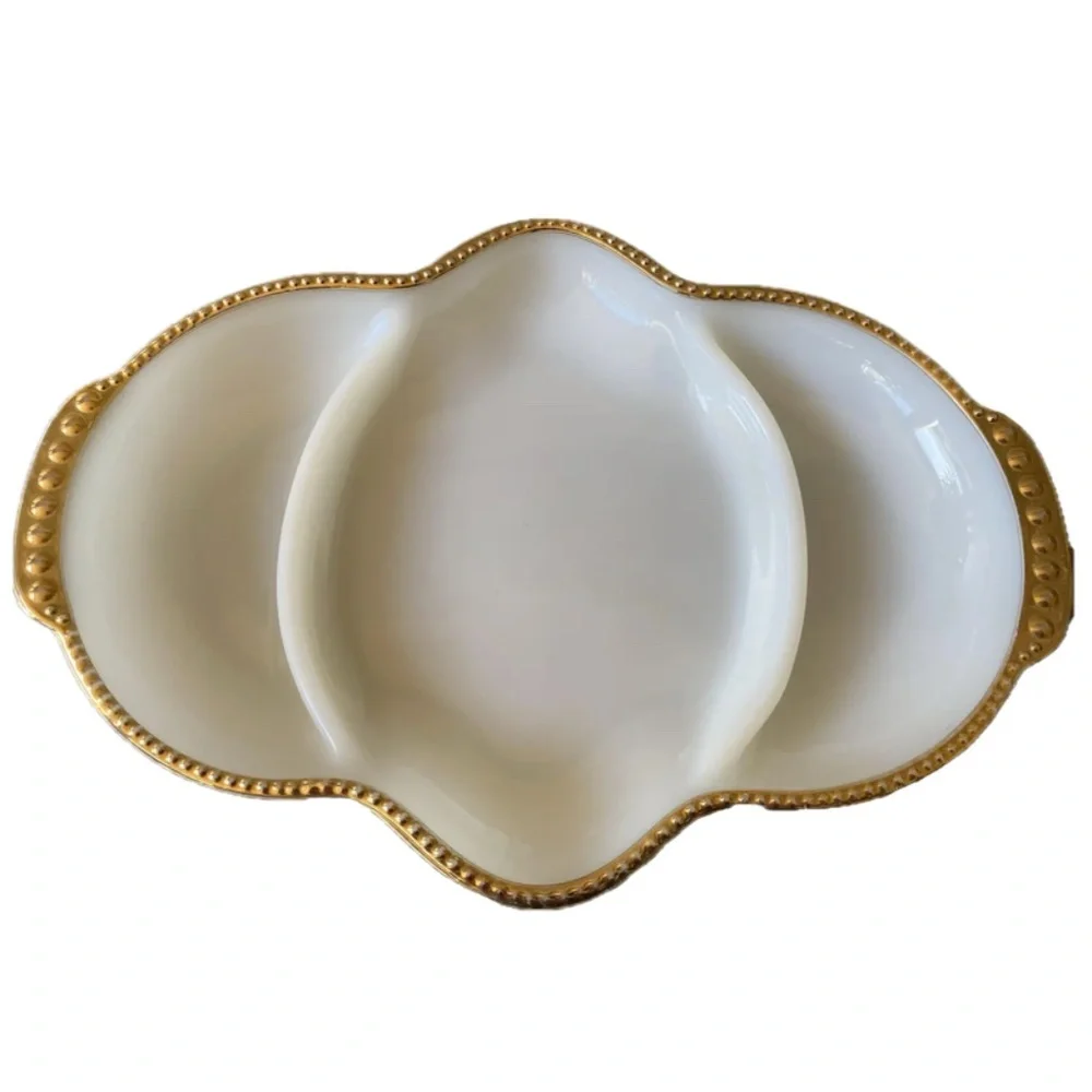 40's Fire King Milk Glass Divided Dish